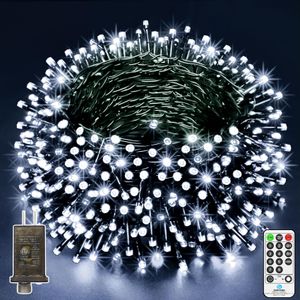 ROADAYLY Tira de luces de Navidad para exteriores, 500 luces LED de 196 pies, súper largas, ultra