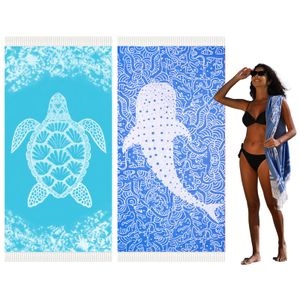 Paquete de 4 toallas de playa turcas de secado rápido, absorbentes, 10% algodón, ligeras y delgadas,