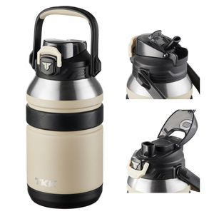 TKK Botellas de agua aisladas grandes de 50 onzas con pajilla, botella de agua de metal de acero