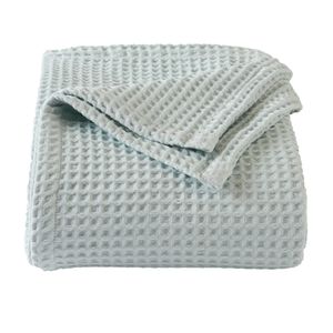 Manta de cama 100% algodón con tejido de gofre, suave, transpirable y ligera para todas las