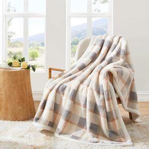 PU MEI Manta de forro polar Sherpa de 60 x 80 pulgadas, reversible, esponjosa, grande, manta de