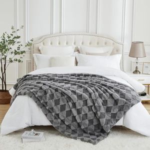 PU MEI Manta de forro polar Sherpa de 60 x 80 pulgadas, reversible, esponjosa, grande, manta de