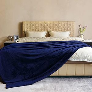 JIAHANNHA - Manta de forro polar de felpa color azul marino (50x60 pulgadas), manta de franela súper