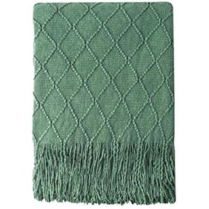 Bourina - Manta decorativa de punto para sofá, suave, texturizada, de color liso, de 50 x 60