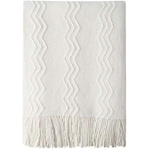 Bourina - Manta decorativa de punto para sofá, suave, texturizada, de color liso, de 50 x 60