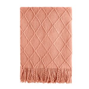 Bourina - Manta decorativa de punto para sofá, suave, texturizada, de color liso, de 50 x 60