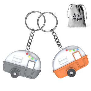 Haigoo Paquete de 2 llaveros 3D para cámper, regalos de campamento para mujeres, hombres, campistas,