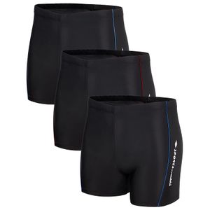 KANAV Paquete de 3 trajes de baño atléticos de pierna cuadrada para hombre, pantalones cortos de