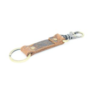 JJNUSA Genuine Leather Keychain Walnut Leather Key Holder Mens Belt Key Chain Ring Fob