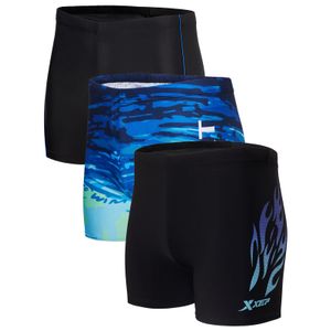 KANAV Paquete de 3 trajes de baño atléticos de pierna cuadrada para hombre, pantalones cortos de