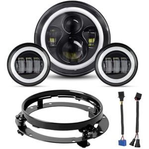 YEEGO DIRECT Faros LED de 7" 4.5 luces de paso de niebla juego cromado para motocicletas