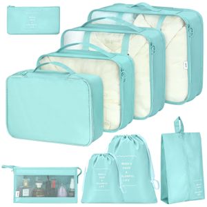 Juego de 8 cubos de embalaje para maletas, cubos de embalaje con bolsa de zapatos, bolsa de