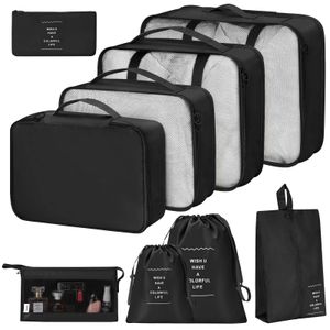 Juego de 8 cubos de embalaje para maletas, cubos de embalaje con bolsa de zapatos, bolsa de