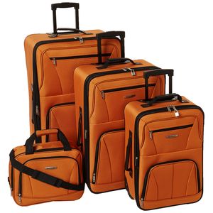 Rockland juego de 4 piezas de valijas con ruedas y bolsas para viaje, Negro), F32-BLACK