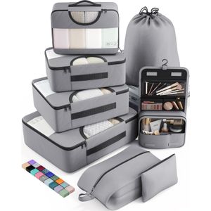 Juego de 8 cubos de embalaje de varios colores para maletas en 4 tamaños (extra grande, grande,