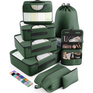 Juego de 8 cubos de embalaje de varios colores para maletas en 4 tamaños (extra grande, grande,