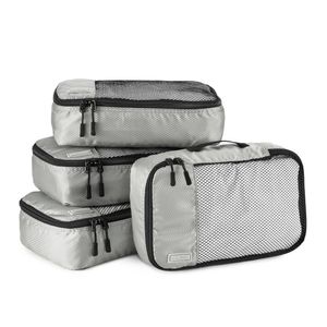 Amazon Basics - Juego de 4 cubos de organizador de viaje, tamaño mediano, Negro, M