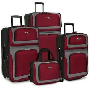 Juego de equipaje de viaje extensible y ligero New Yorker de U.S. Traveler, Rojo profundo), US6300R1