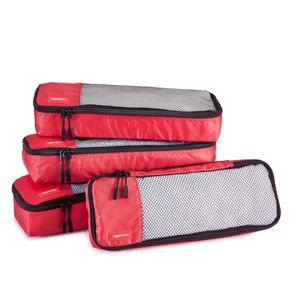 Amazon Basics - Juego de 4 cubos de organizador de viaje, tamaño mediano, Negro, M