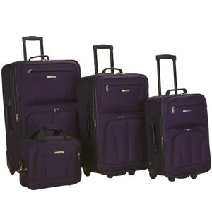 Rockland juego de 4 piezas de valijas con ruedas y bolsas para viaje, Negro), F32-BLACK