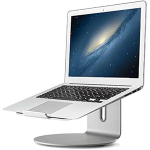 POUT E4 - Soporte para laptop con base giratoria de 360 grados y anillo de cable integrado, elevador
