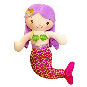 Muñeca de sirena de felpa suave de princesa para niñas pequeñas y bebés, regalos de sirena para