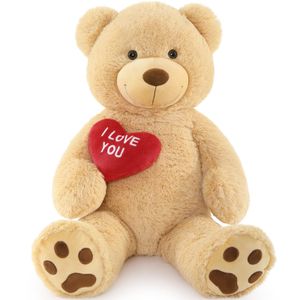 MaoGoLan I Love You - Oso de peluche gigante de 36 pulgadas con huellas, corazón rojo abrazado,