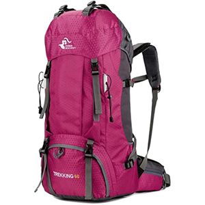 Mochila de senderismo ligera impermeable de 60 L con cubierta de lluvia, mochila deportiva para