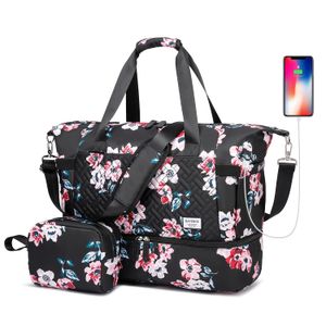 Bolsa de lona para viajes, bolsa de fin de semana con compartimento para zapatos, bolsa de mano para