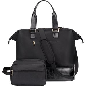 MINKARS Bolsa de fin de semana con compartimento para zapatos, funda para portátil, puerto de carga