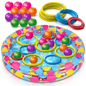 Gamie Juego de disparos Duck'em Down, juego de estanque de pato de carnaval con 1 piscina inflable,