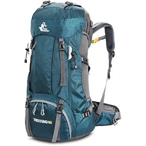 Mochila de senderismo ligera impermeable de 60 L con cubierta de lluvia, mochila deportiva para