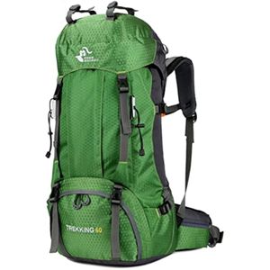 Mochila de senderismo ligera impermeable de 60 L con cubierta de lluvia, mochila deportiva para