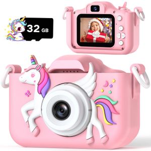 Cámara de unicornio para niños, regalos de Navidad para niñas y niños, 1080P HD Selfie Cámara de