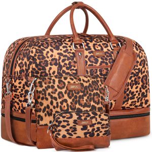 Bolsa de viaje de lona grande para mujer, bolsa de viaje de lona con compartimento para zapatos de