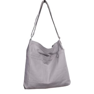 Economical Cotton Canvas Tote Bag,Women Hobo Shoulder Bag Crossbody Handbag with 3 External