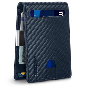 RUNBOX Billeteras delgadas para hombre – Cartera de cuero con clip para dinero – Cartera plegable