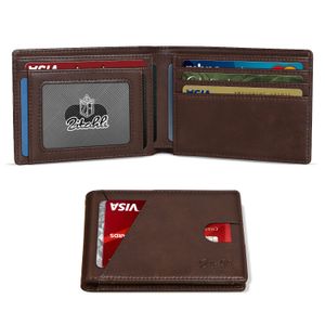 Zitahli Carteras de los hombres Slim Rfid cuero plegable con caja de regalo, Negro carbón, Casual