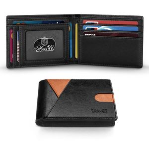 Zitahli Carteras de los hombres Slim Rfid cuero plegable con caja de regalo, Negro carbón, Casual