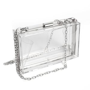 WJCD - Bolso de mano de acrílico transparente para mujer, bolso de hombro con correa de cadena de