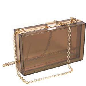 WJCD - Bolso de mano de acrílico transparente para mujer, bolso de hombro con correa de cadena de