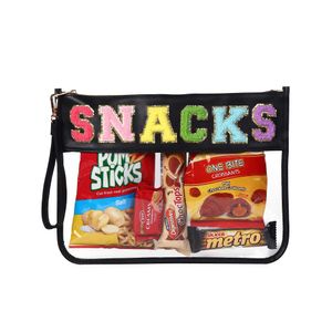 TopTTanBo Bolsa transparente de chenilla con letras, multiusos, transparente, impermeable, para