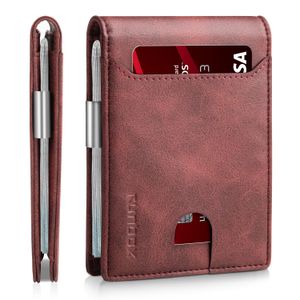 RUNBOX Billeteras delgadas para hombre – Cartera de cuero con clip para dinero – Cartera plegable