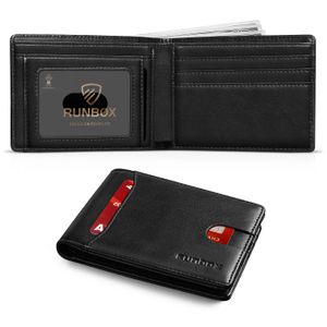 RUNBOX Cartera delgada para hombre, 11 ranuras para tarjetas de crédito, de cuero, con bloqueo RFID,