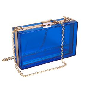 WJCD - Bolso de mano de acrílico transparente para mujer, bolso de hombro con correa de cadena de