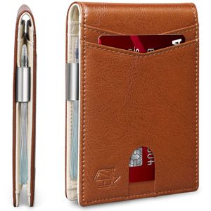 Zitahli - Carteras delgadas con clip para dinero para hombre, tarjetero minimalista, de cuero,