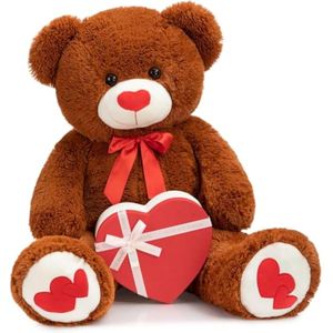 HollyHOME Oso de peluche grande con corazón rojo para novia y niños, día de San Valentín, 36