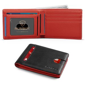 RUNBOX Cartera delgada para hombre, 11 ranuras para tarjetas de crédito, de cuero, con bloqueo RFID,