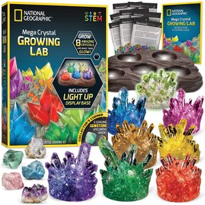NATIONAL GEOGRAPHIC Kit de cultivo de megacristales para niños – Cultiva 6 cristales vibrantes