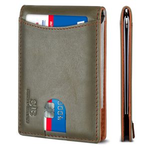 SERMAN BRANDS RFID Blocking Slim Bifold Genuine Leather Minimalist Front Pocket Wallets for Men with